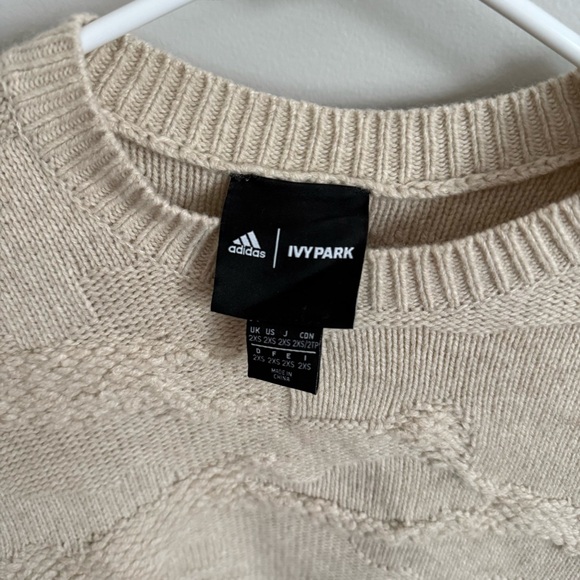 Adidas x Ivy Park Jacquard Wool Blend Cable Knit Sweater Cream 2XS EUC - Picture 6 of 9